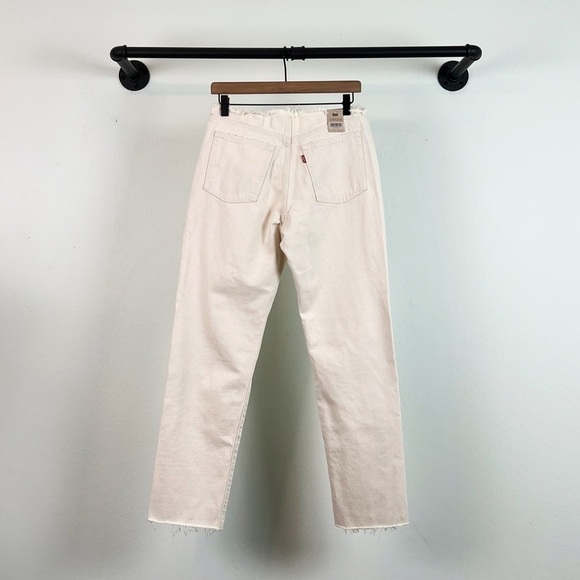 NWT Levi’s Wedgie Straight High Waisted Ripped Waist Jeans Ecru White - Picture 7 of 8